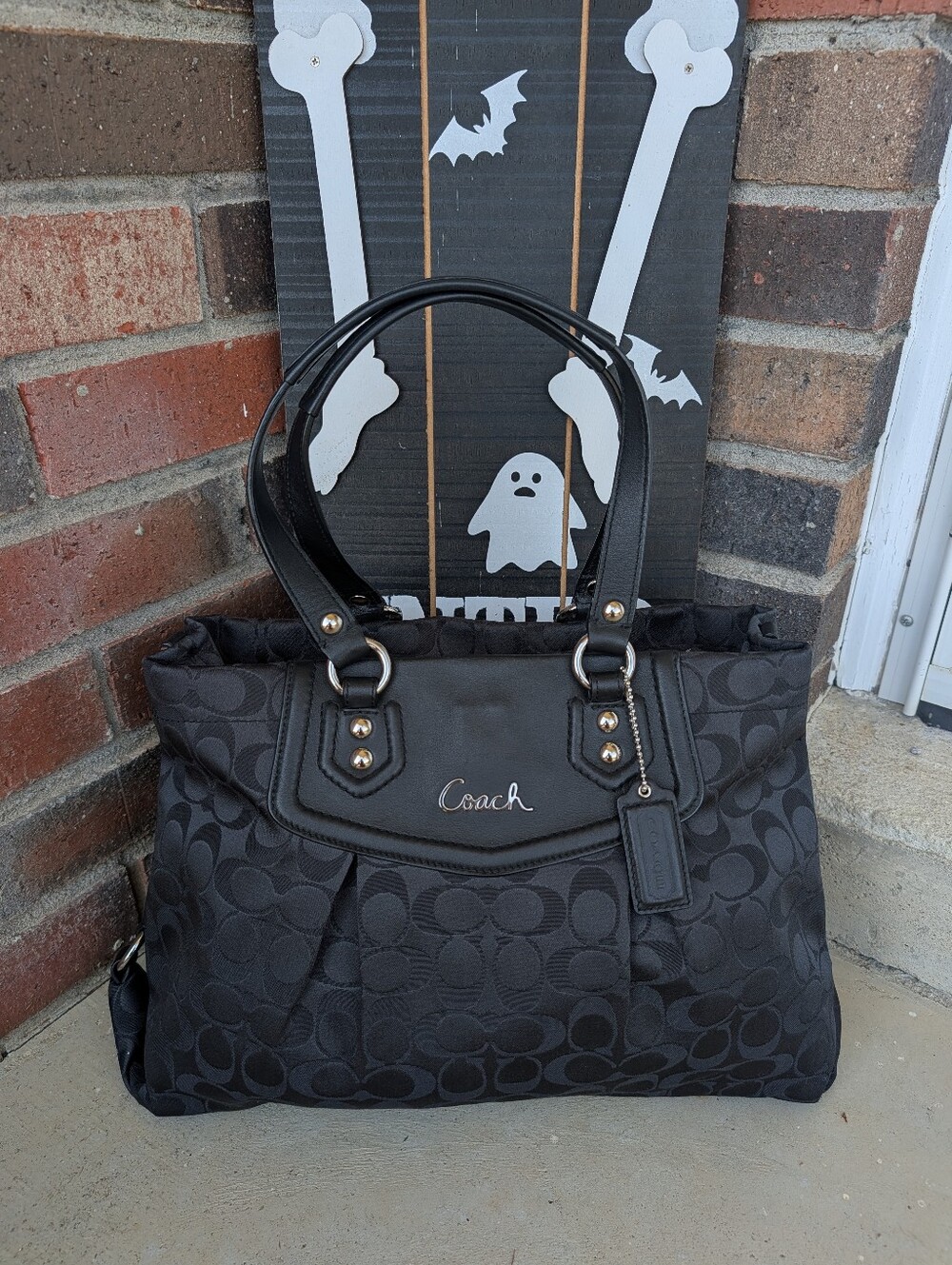 🖤 Vintage Y2K Coach Ashley F15510 Signature Monogram Logo Sateen Shoulder Bag